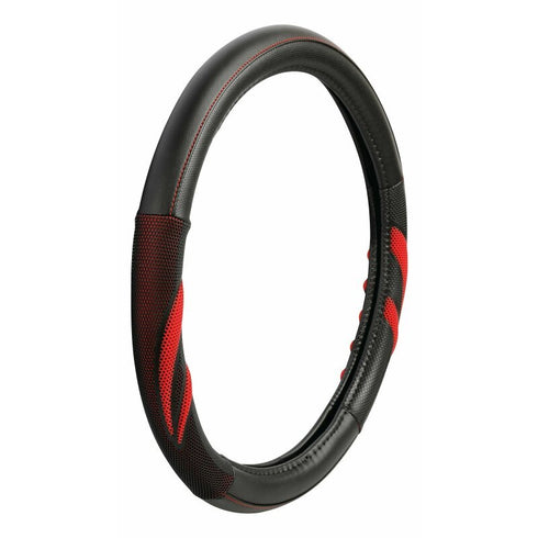 Husa volan imitatie piele Suzuka - M - Ø 37/39cm - Negru/Rosu